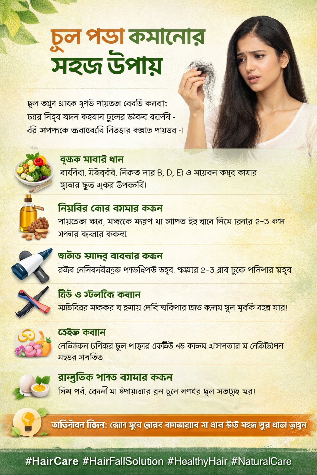 প্রাকৃতিক উপায়ে চুল কালো করার সহজ টিপস 🌿