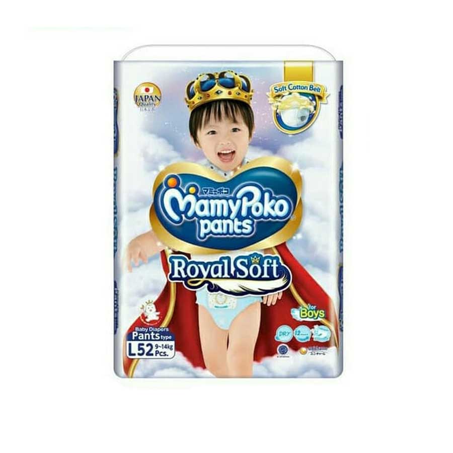 MamyPoko Pants Royal Soft L Boys (9-14kg) 52 Diapers