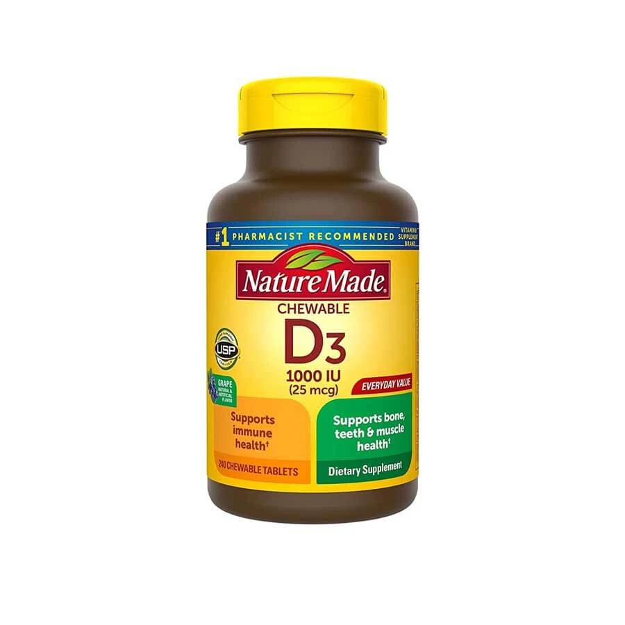 Nature Made Adult Chewable D3 1000 IU Grape Flavored 240 Tablets price in Bangladesh | Authentic Product by Shundorjo