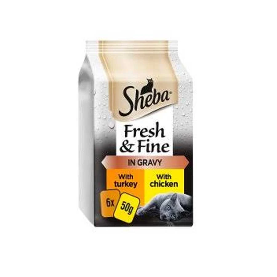 Sheba Fresh and Fine in Gravy Chicken and Turkey 6×50gm price in Bangladesh | Authentic Product by Shundorjo
