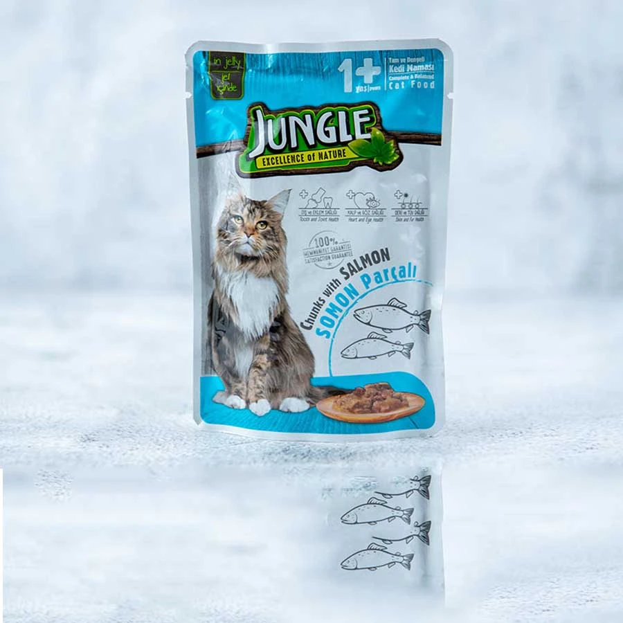 Jungle Adult Cat Pouch and Chunks with Salmon 100gm price in Bangladesh | Authentic Product by Shundorjo
